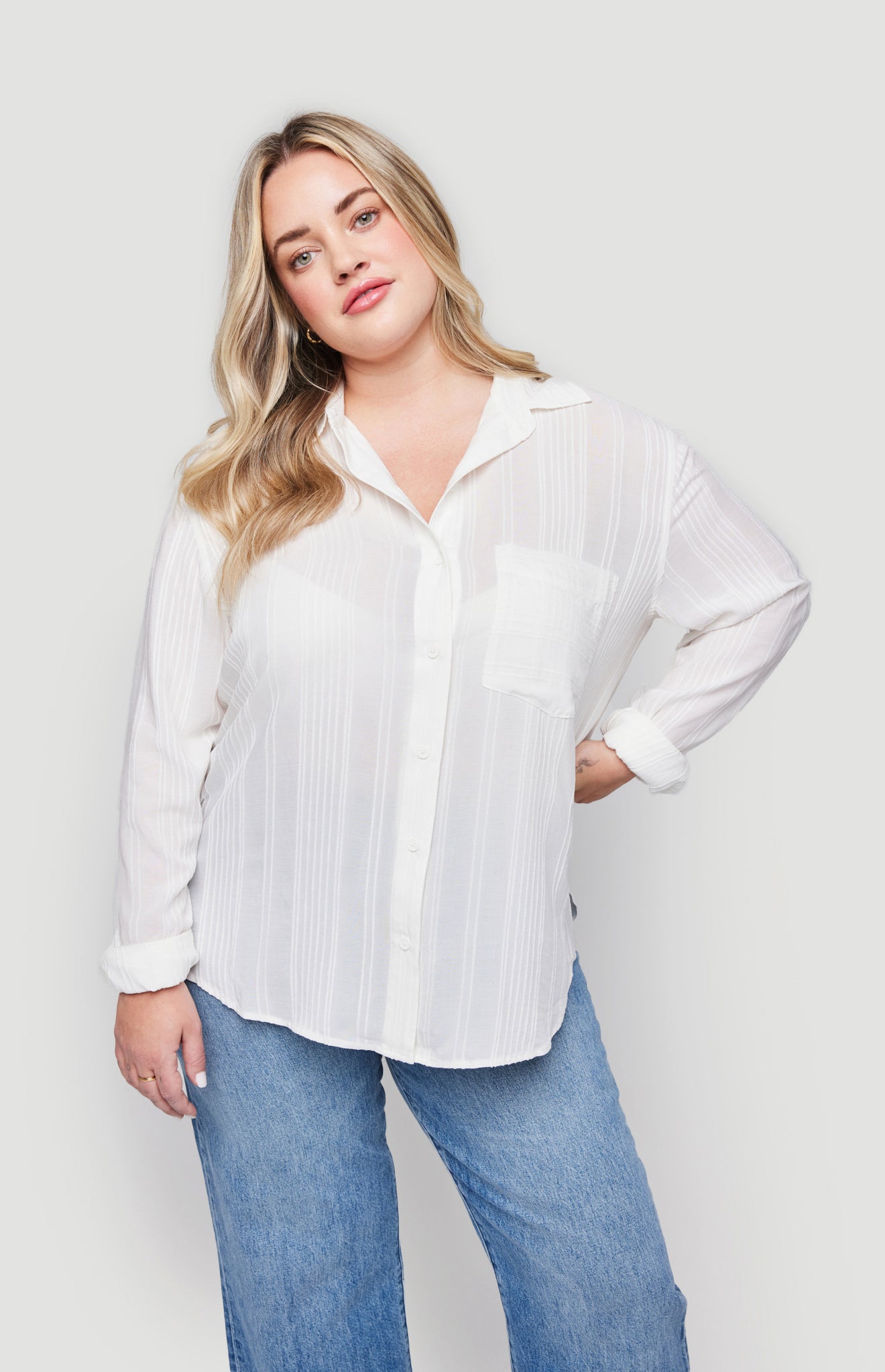 Paige Button Down Shirt|color:White