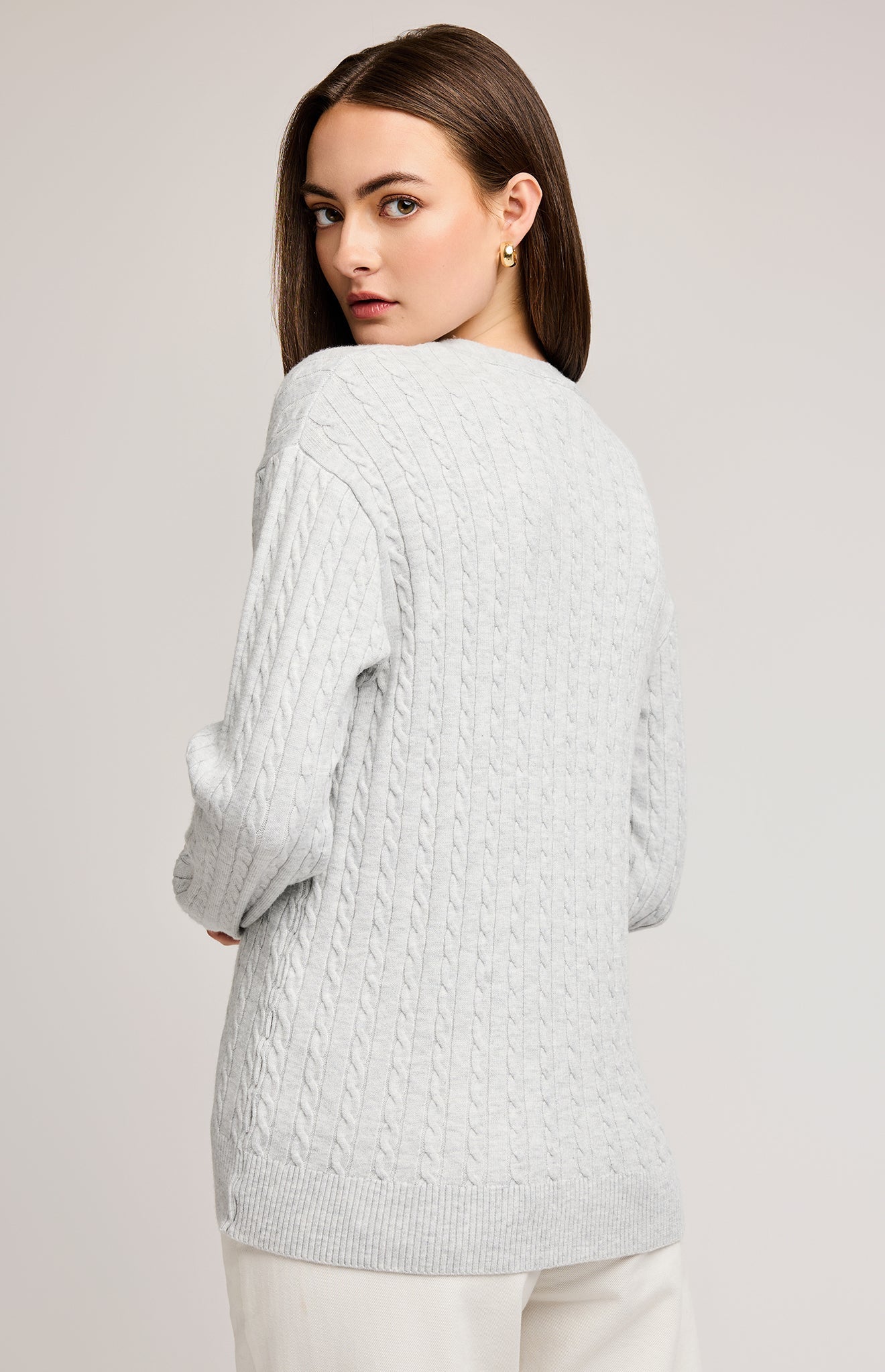 Lucia Button Up Cardigan|color:Heather Grey
