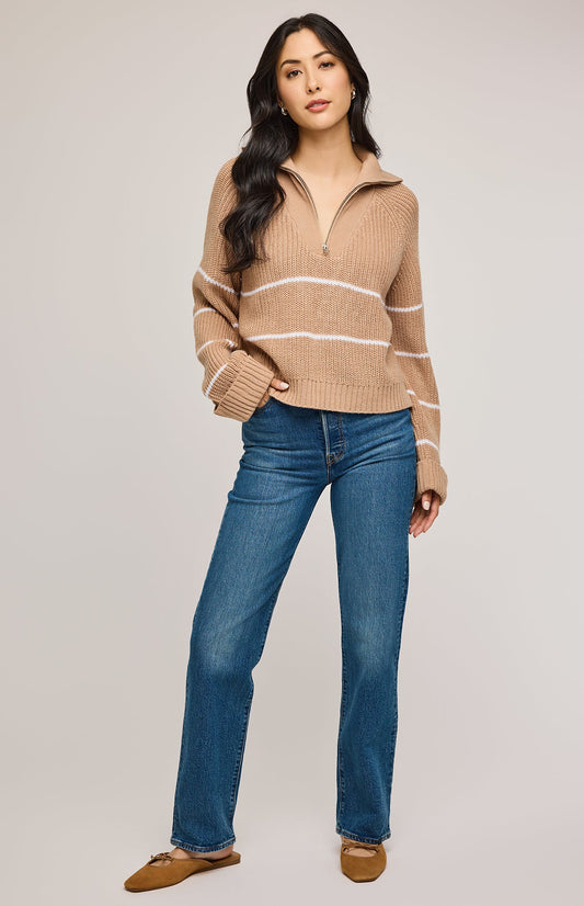 Declan Half Zip Pullover|color:Tan