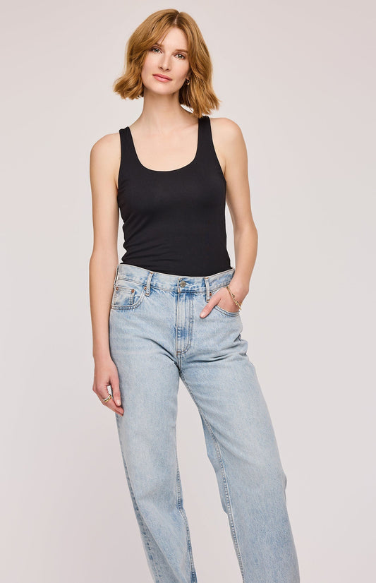Paris Ribbed Tank|color:Black