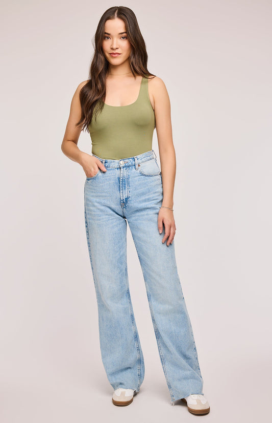Paris Ribbed Tank|color:Matcha