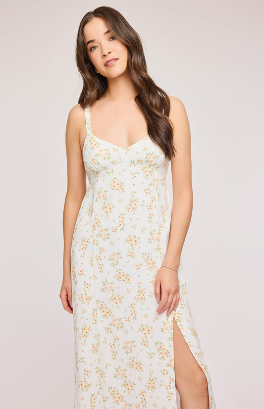 Lysandra Floral Midi Dress|color:White Floral