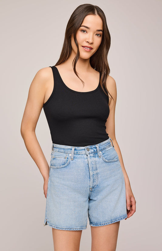 Nina Ribbed Tank|color:Black