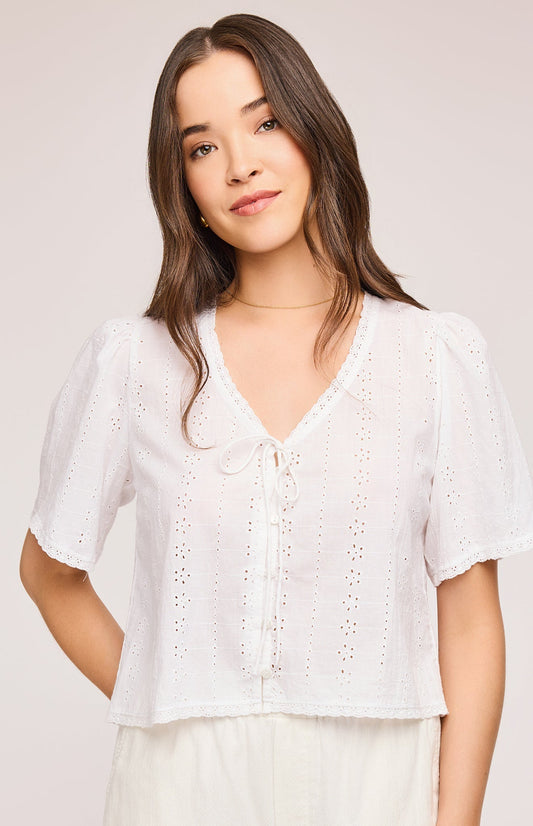 Jessa Eyelet Top|color:White