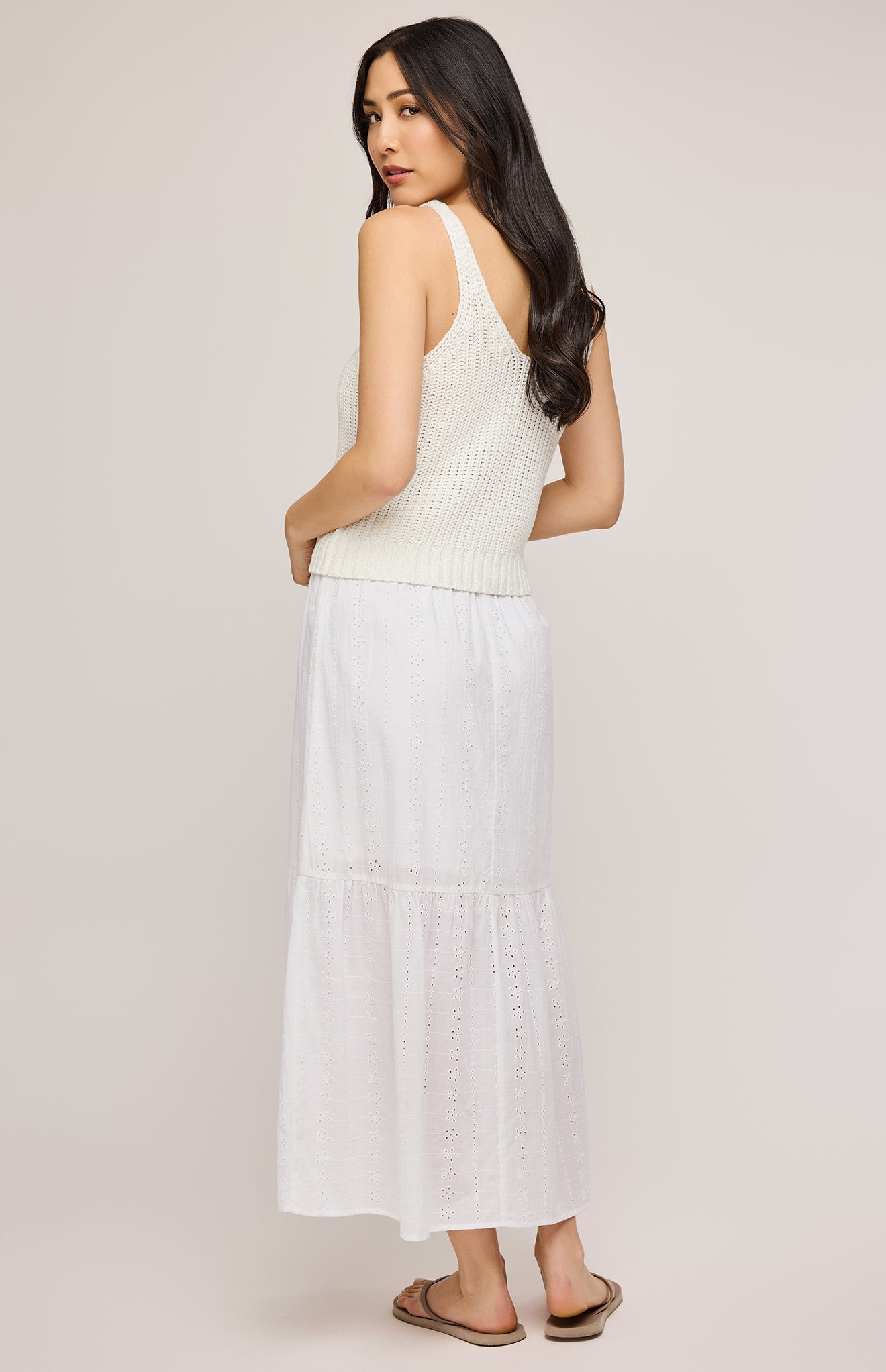 Madrid Eyelet Midi Skirt