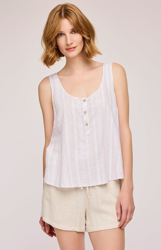Romy Striped Tank|color:Tan Stripe