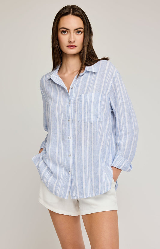 Luka Button Down Shirt|color:Blue Stripe
