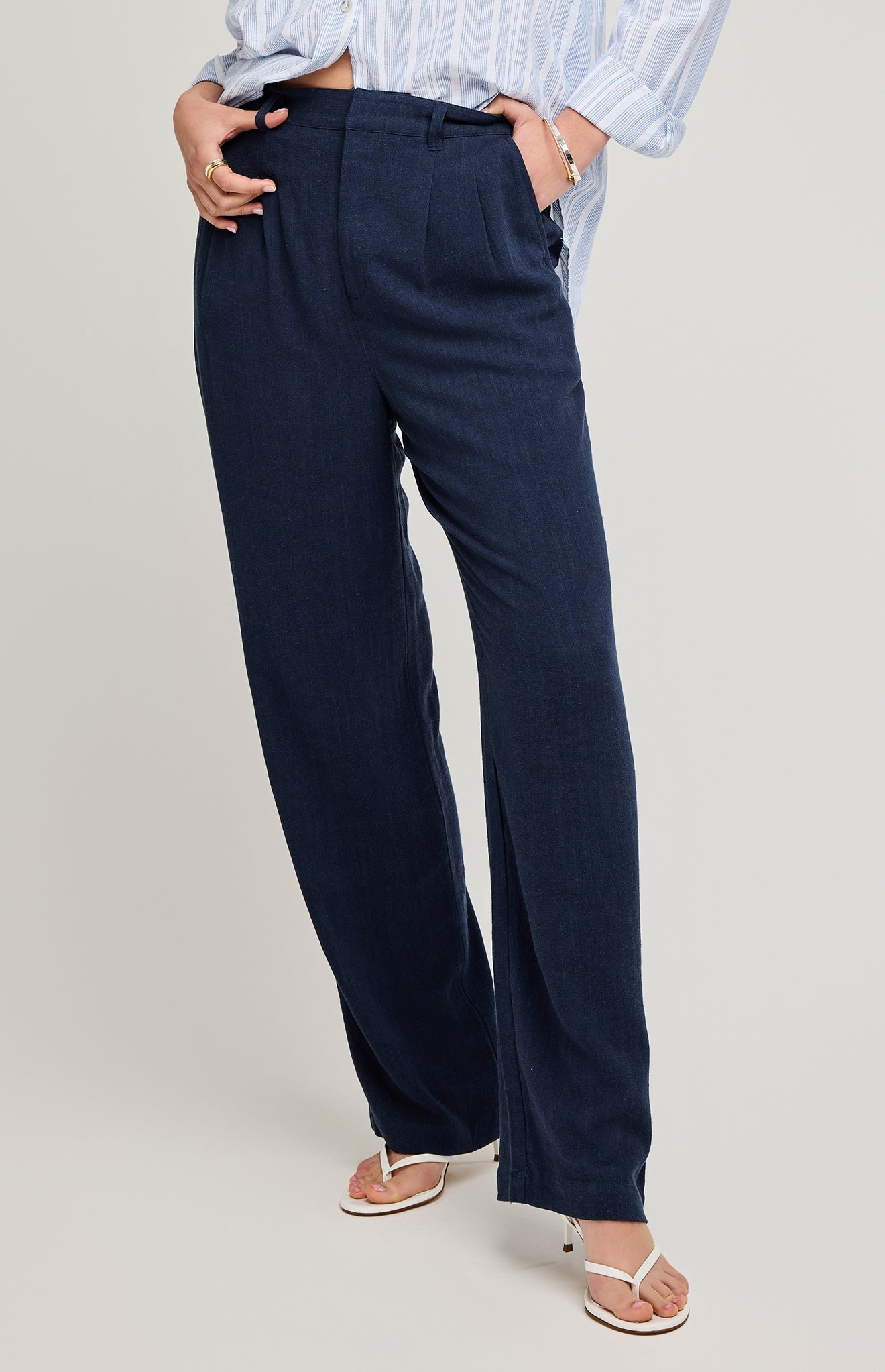 Elliot Linen Pant|color:Navy