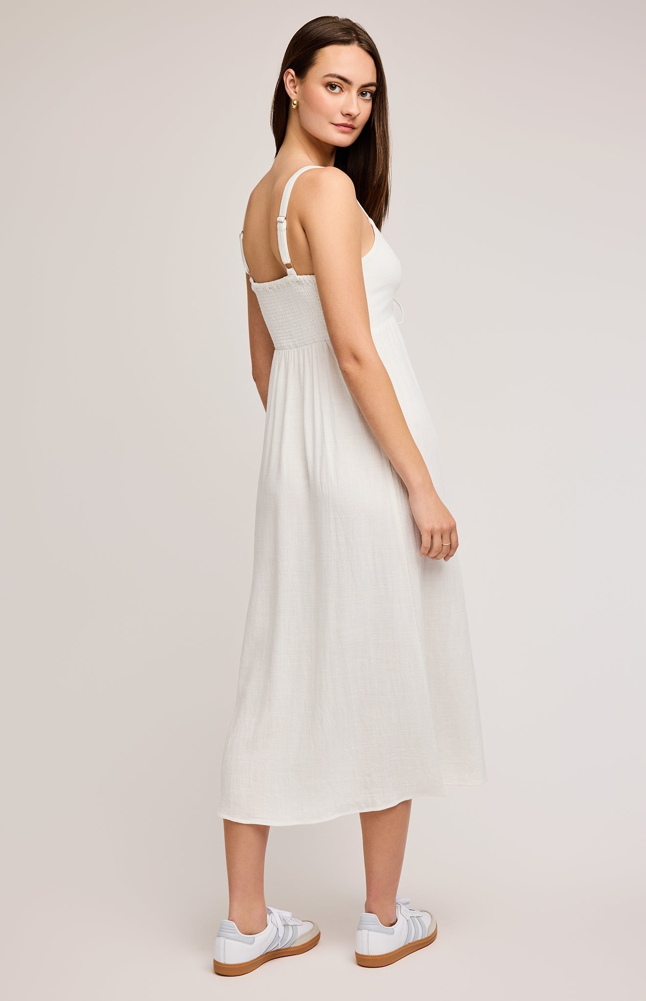 Cairo Linen Midi Dress|color:White