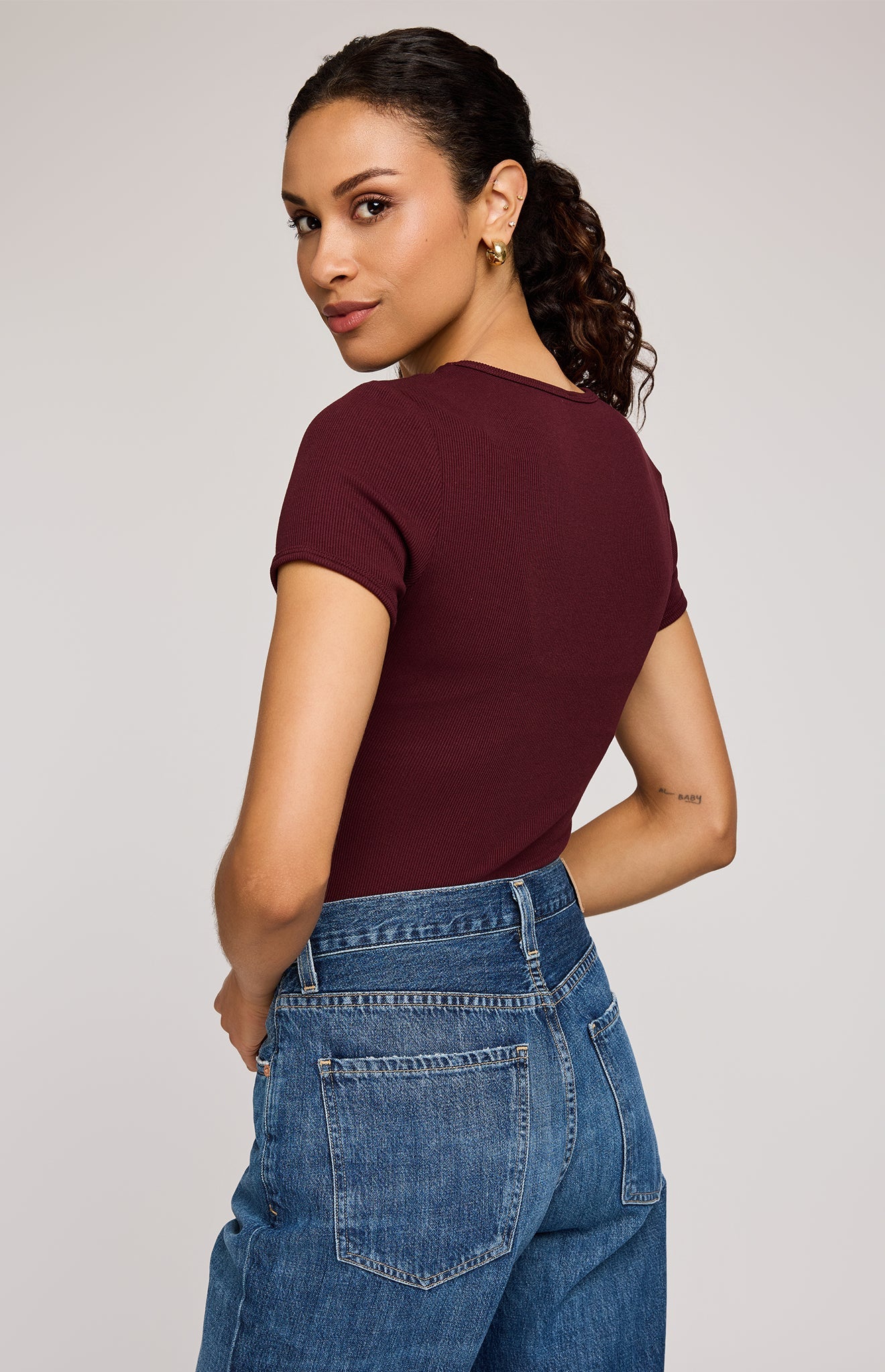 Shania Ribbed T-Shirt|color:Merlot