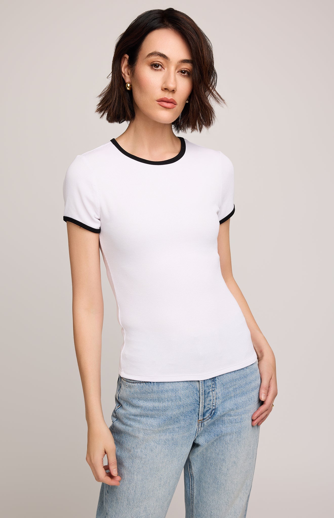 Shania Ribbed T-Shirt|color:White Ringer