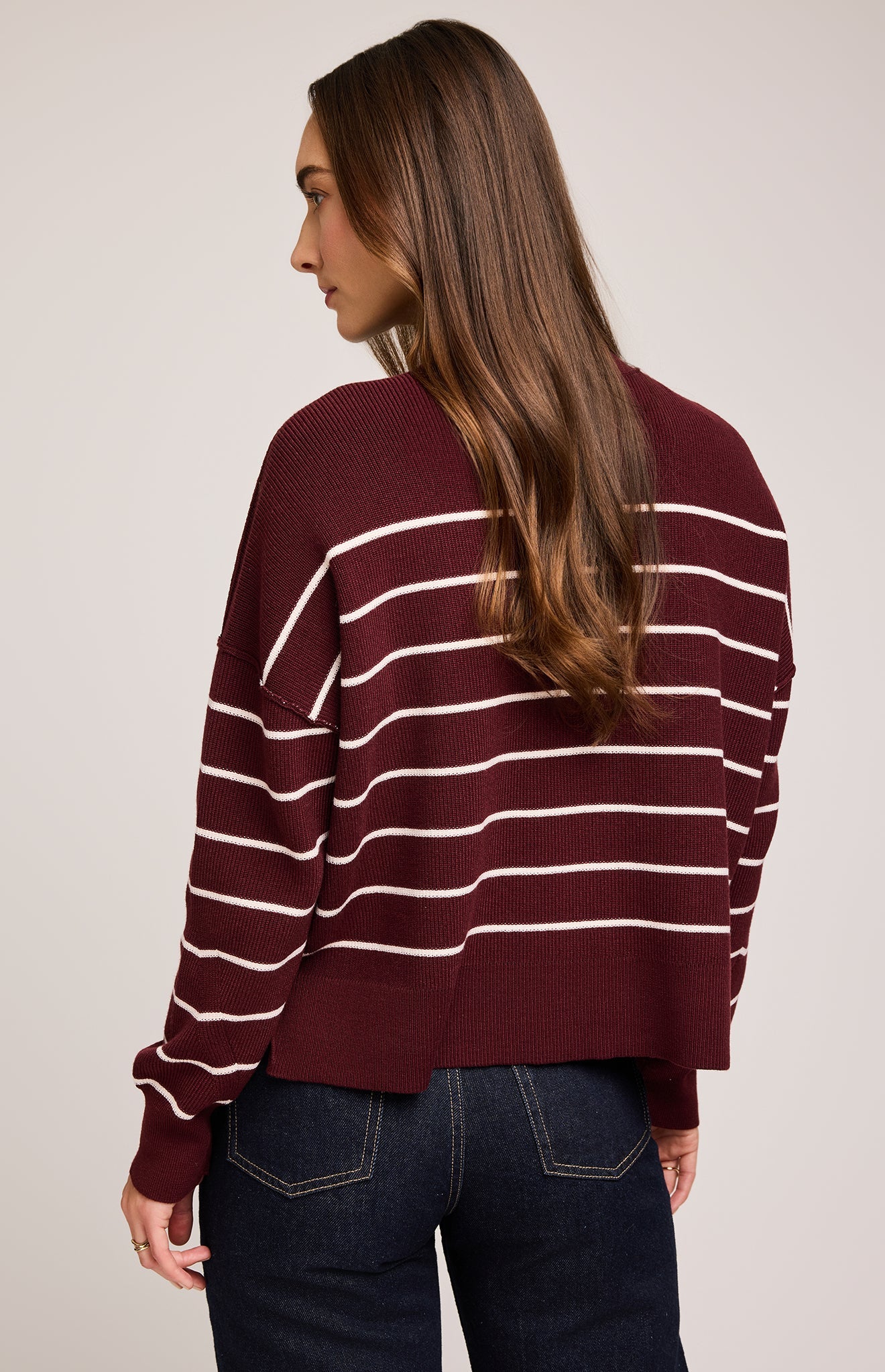 Echo Pullover Sweater|Merlot Stripe