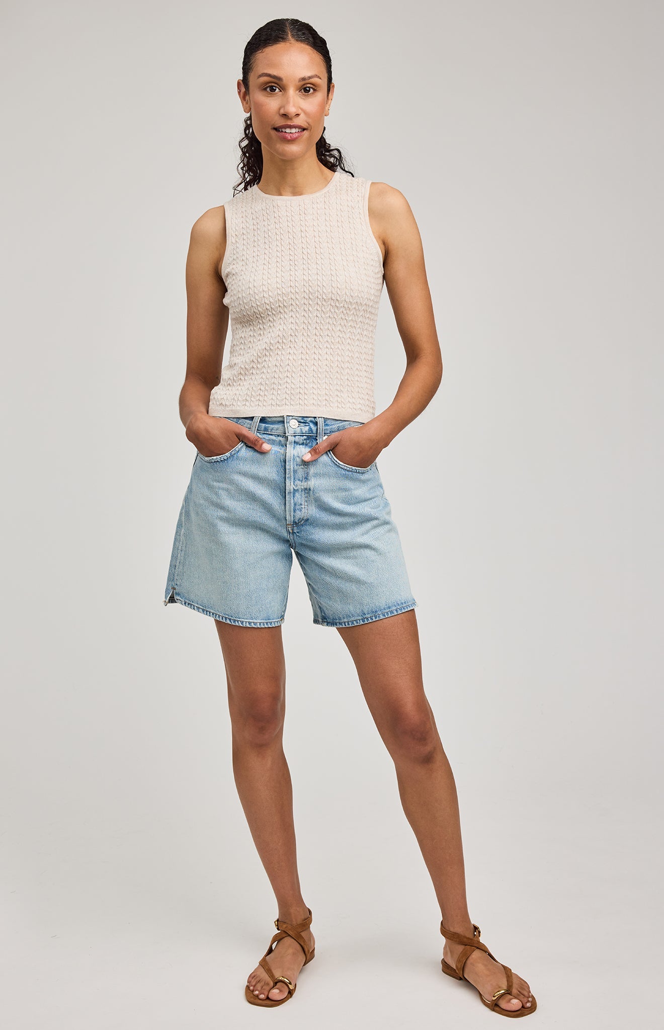 Skye Knit Tank|color:Heather Oatmeal