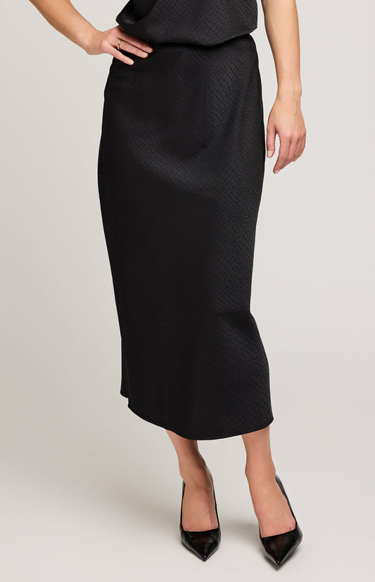 Bonnie Satin Midi Skirt|color:Black