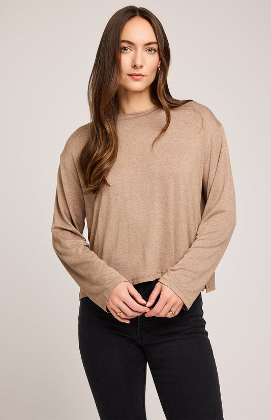 Indy Long Sleeve Top|color:Heather Khaki