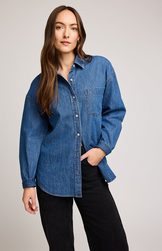 Whitney Denim Button Down Shirt|color:Medium Wash