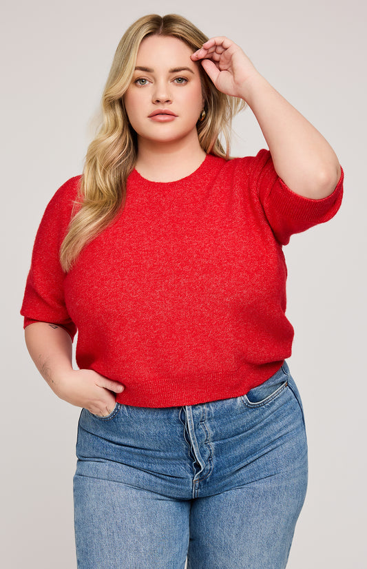 Marisol Knit Top|color:Heather Red