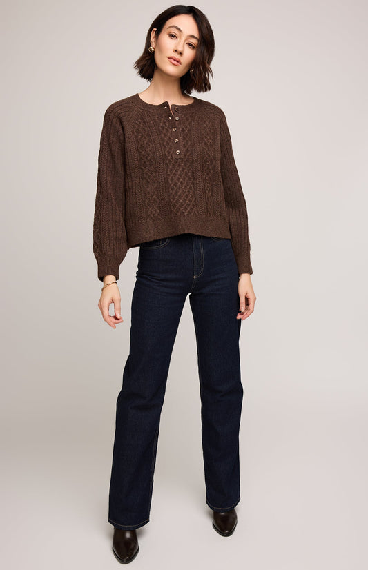 Aspen Pullover Sweater|color:Heather Chocolate