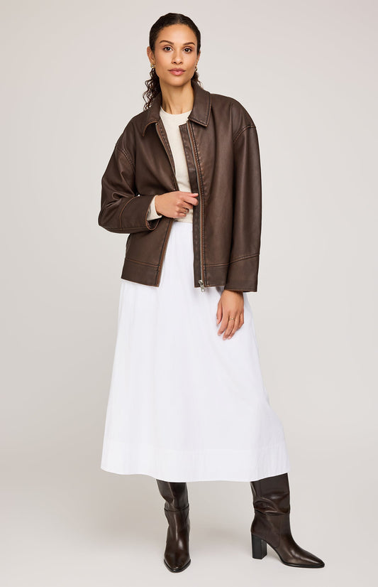 Audrey Vegan Leather Jacket|color:Chocolate