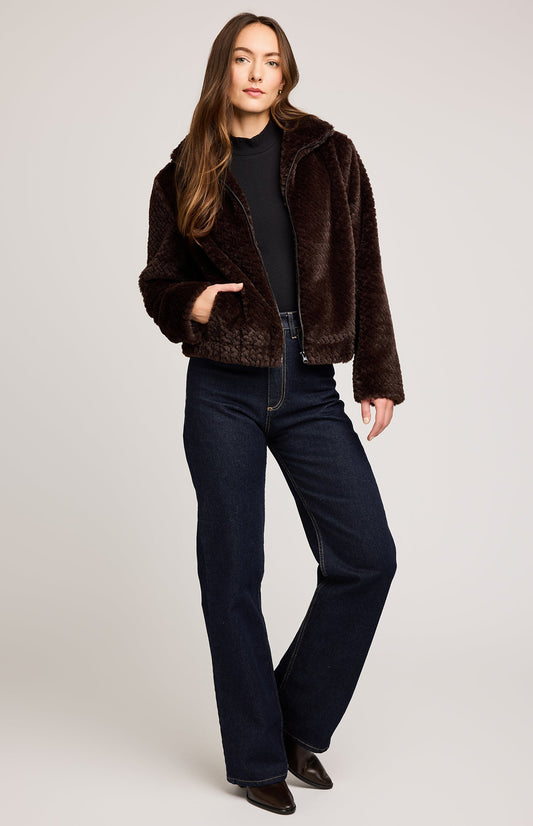 Calista Faux Fur Jacket|color:Java