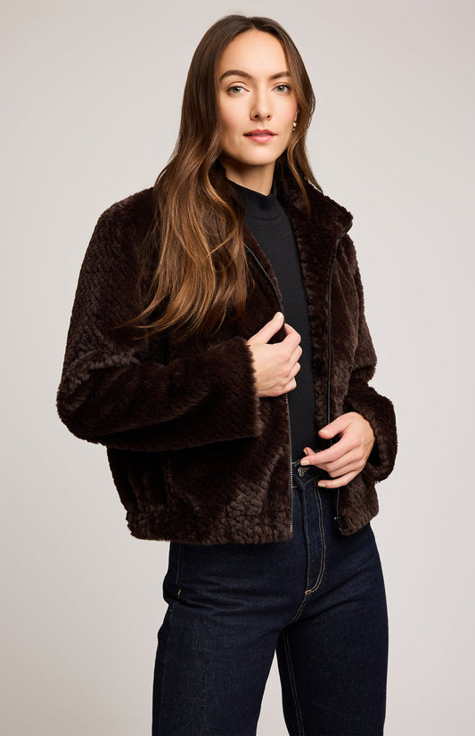 Calista Faux Fur Jacket|color:Java