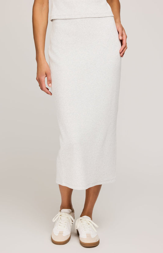 Catalina Ribbed Midi Skirt|color:Heather Ash