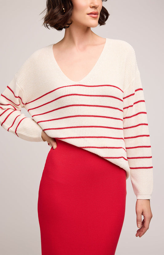 Catalina Ribbed Midi Skirt|color:Red