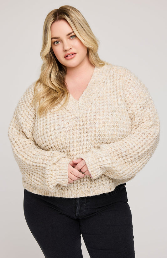 Willow V-Neck Sweater|color:Heather Oat
