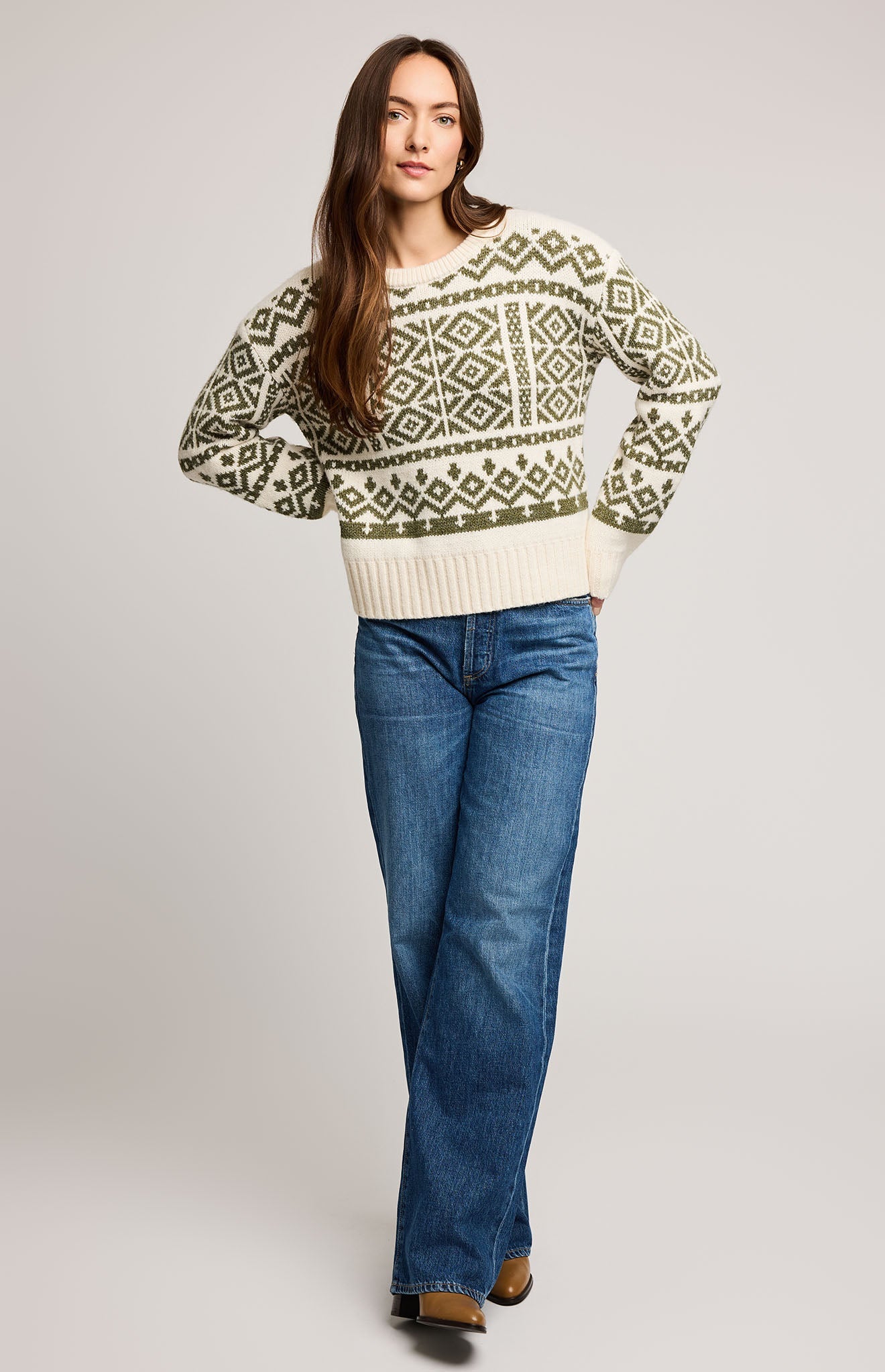 Cypress Pullover Sweater|color:Heather Moss