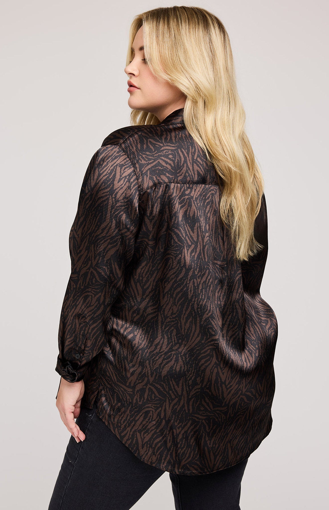 Simone Satin Button Down Shirt|Color:Java Print