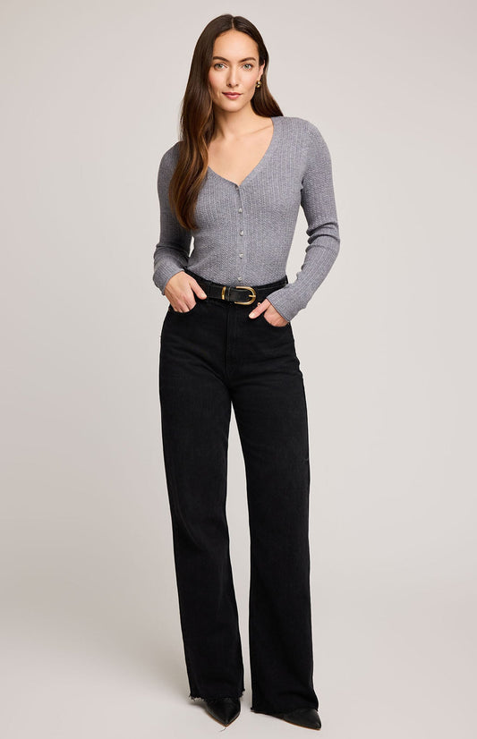 Mia V-Neck Top|Color:Heather Grey