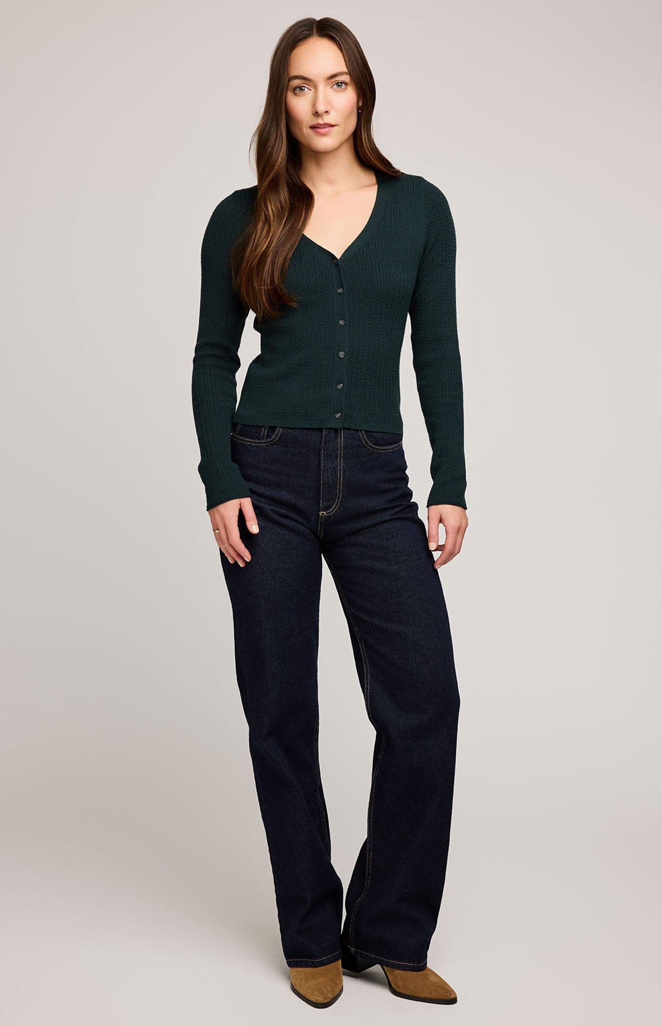 Mia V-Neck Top|Color:Heather Wintergreen