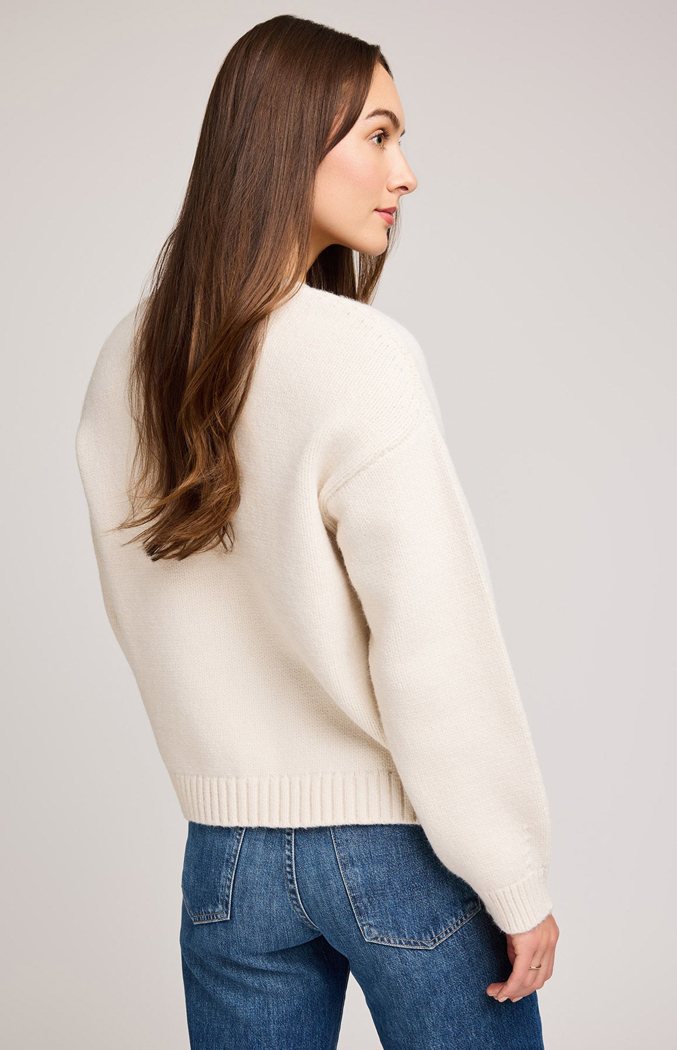 Angelica V-Neck Sweater|Color:Alabaster