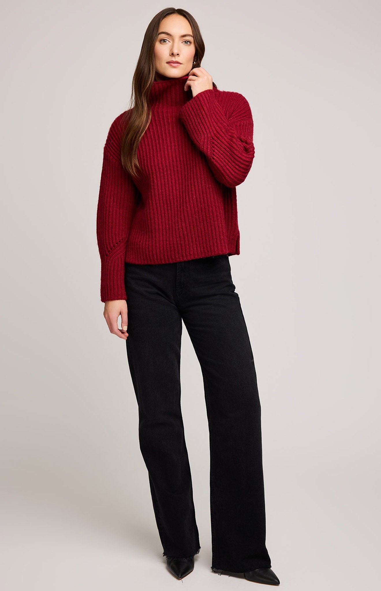 Marlow Turtleneck Sweater|Color:Crimson