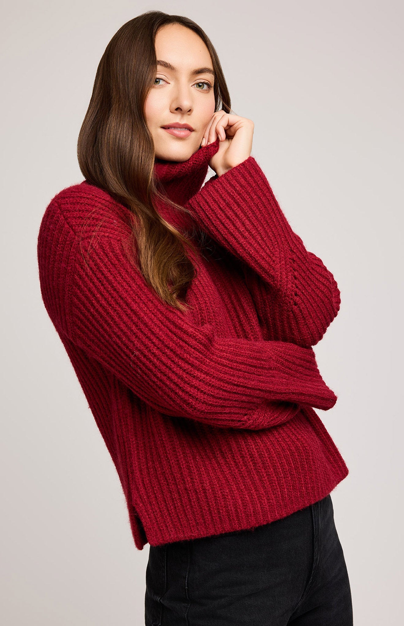Marlow Turtleneck Sweater|Color:Crimson