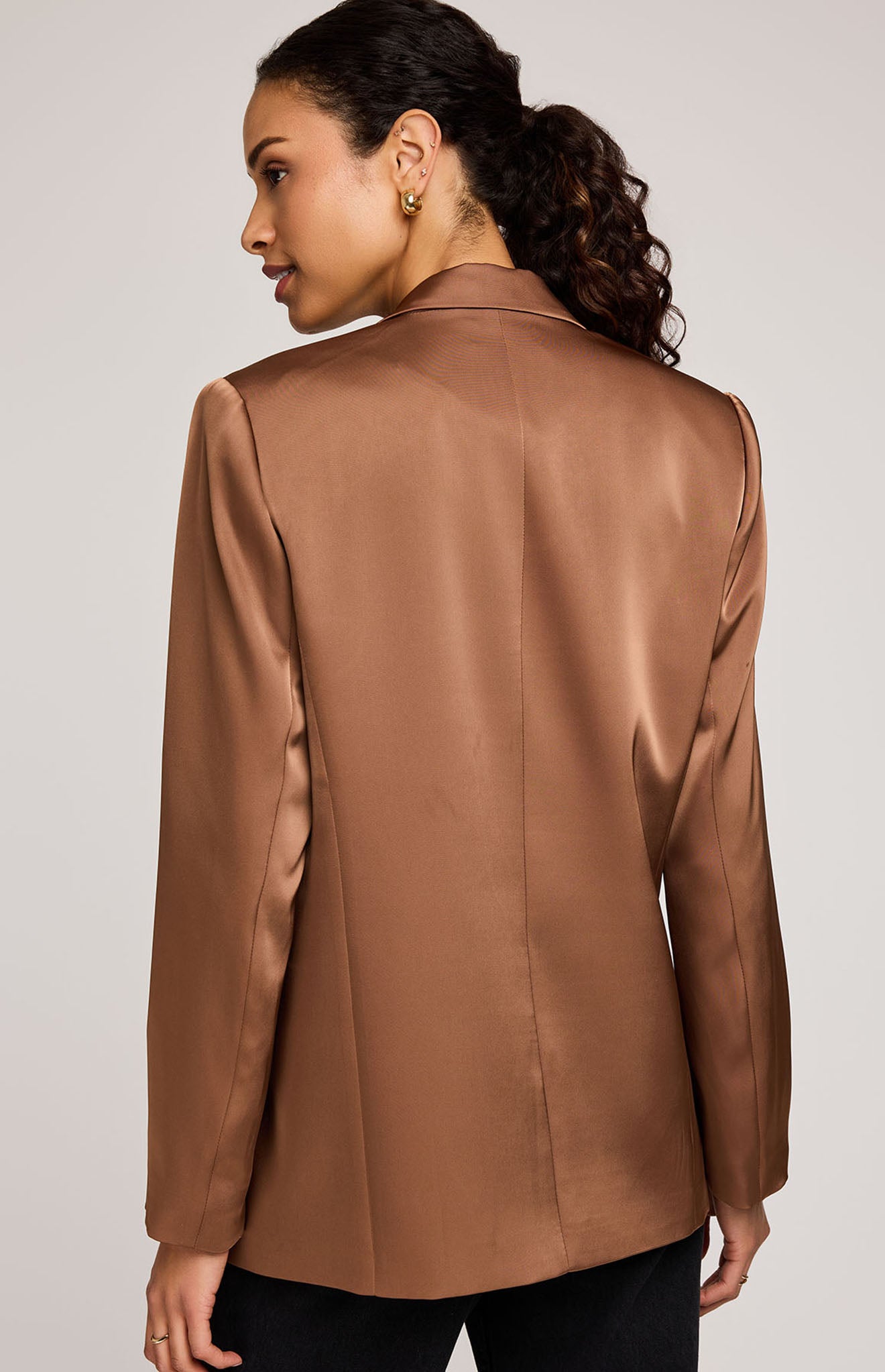 Dione Satin Blazer|Color:Chestnut