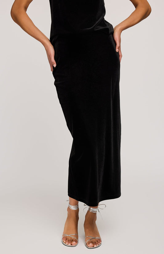 Dahlia Velvet Column Skirt|Color:Black