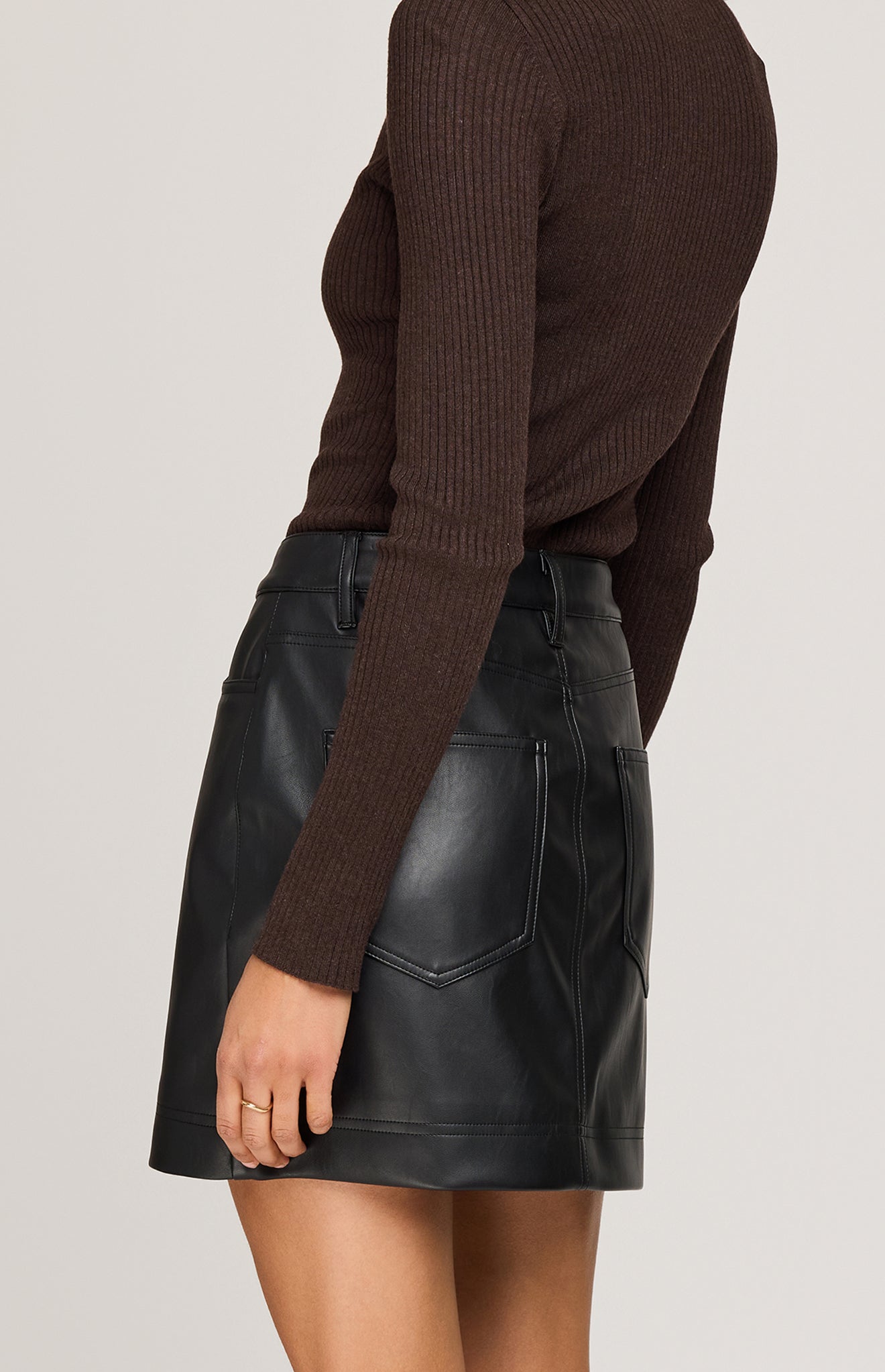 Justine Vegan Leather Mini Skirt|Color:Black