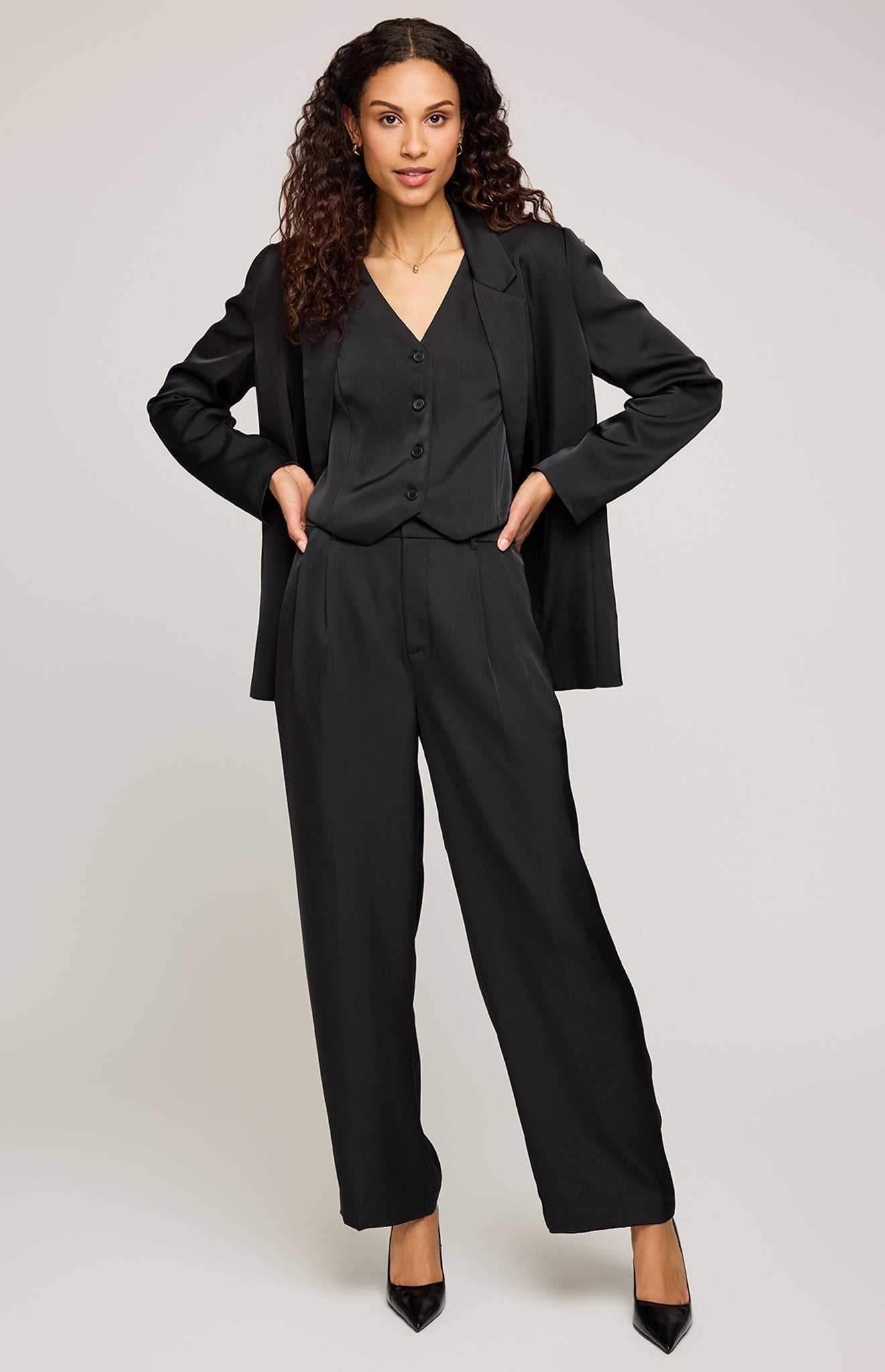 Amelie Satin Pant|Color:Black