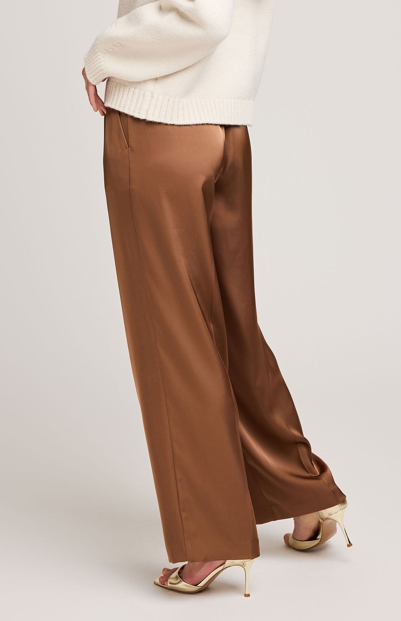 Amelie Satin Pant|Color:Chestnut