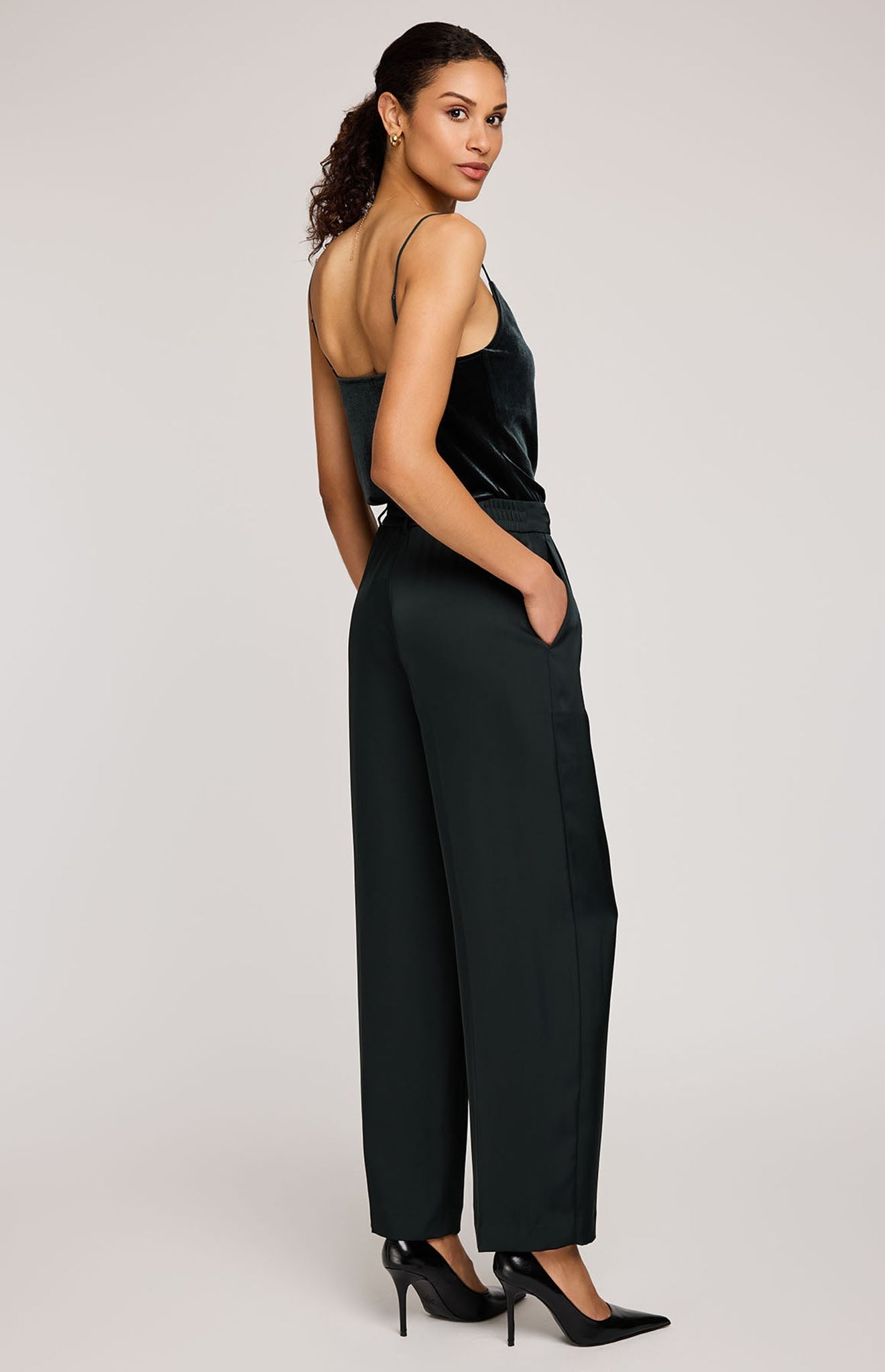 Amelie Satin Pant|Color:Wintergreen