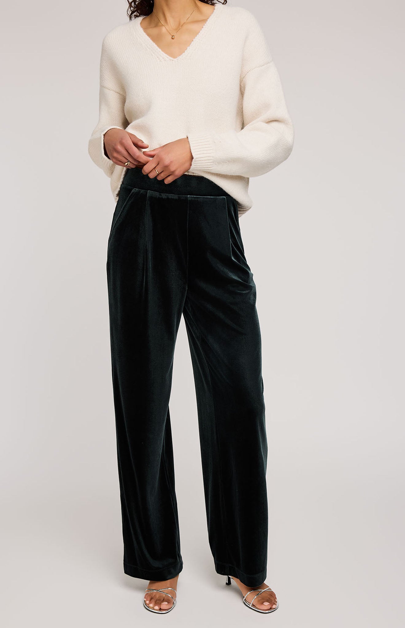 Sylvia Velvet Pant|Color:Wintergreen