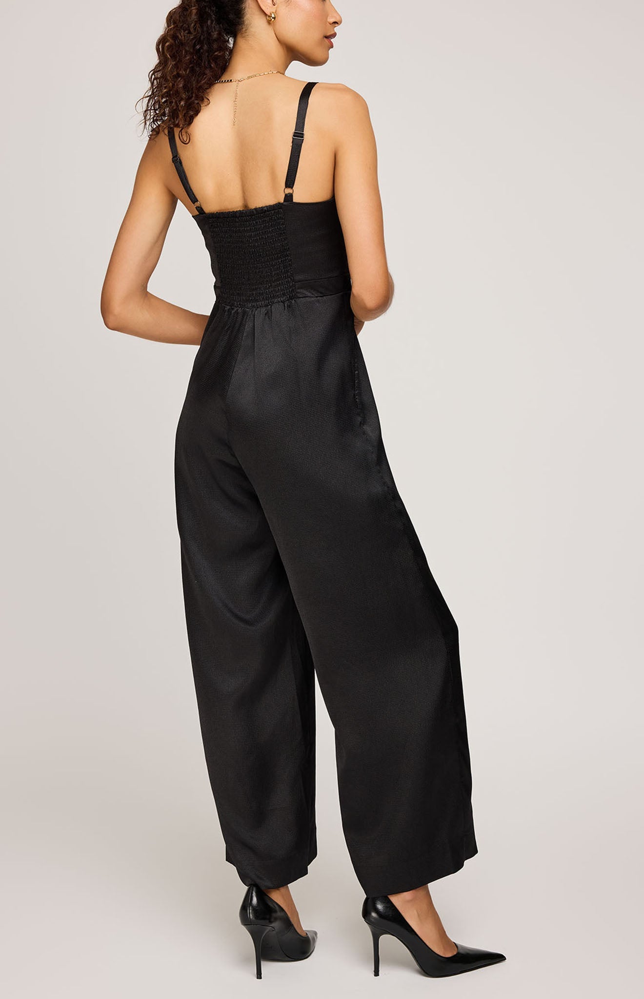 Irina Satin Jumpsuit|Color:Black