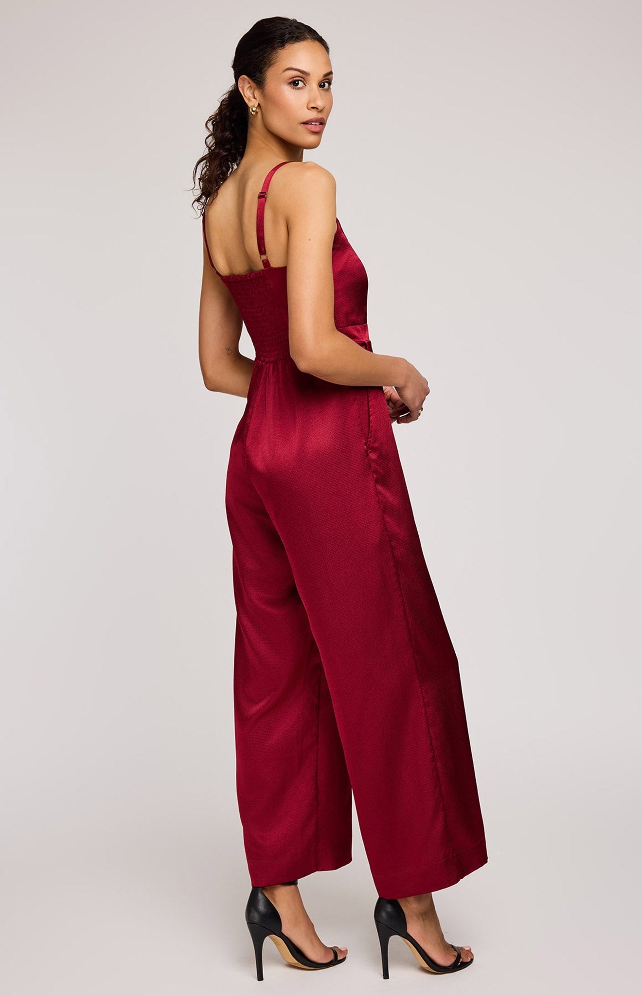 Irina Satin Jumpsuit|Color:Crimson