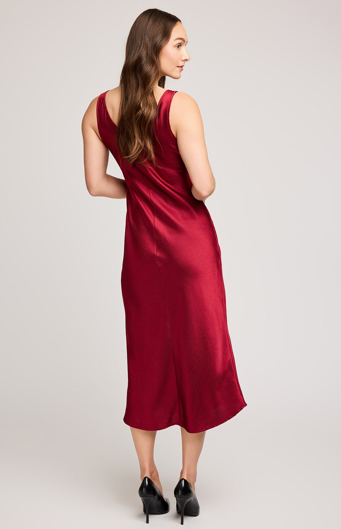 Astra Satin Dress|Color:Crimson