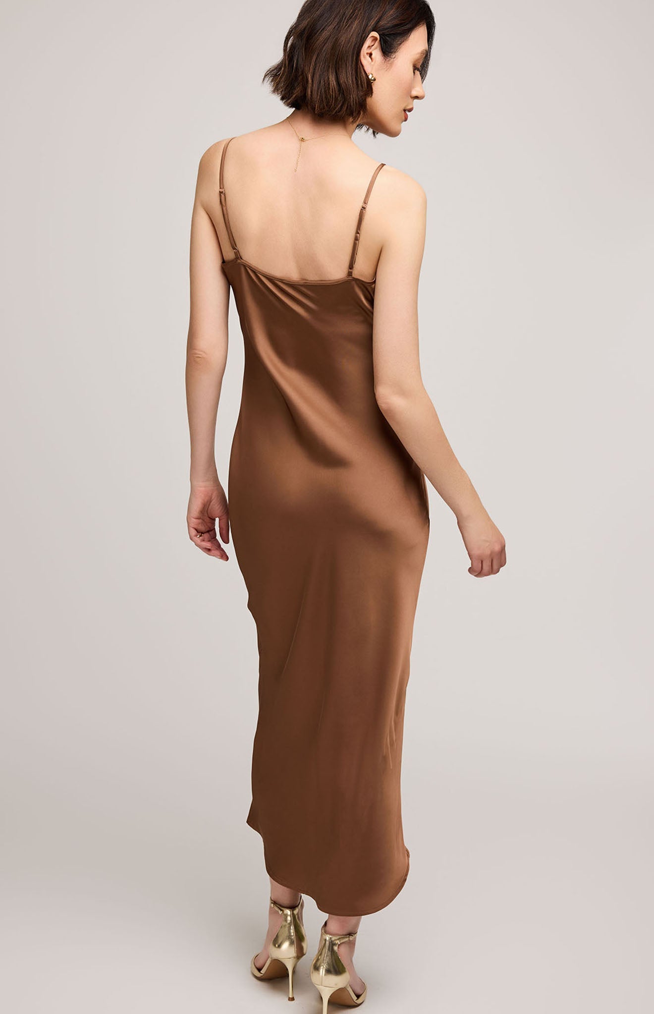 Isra Satin Slip Dress|Color:Chestnut
