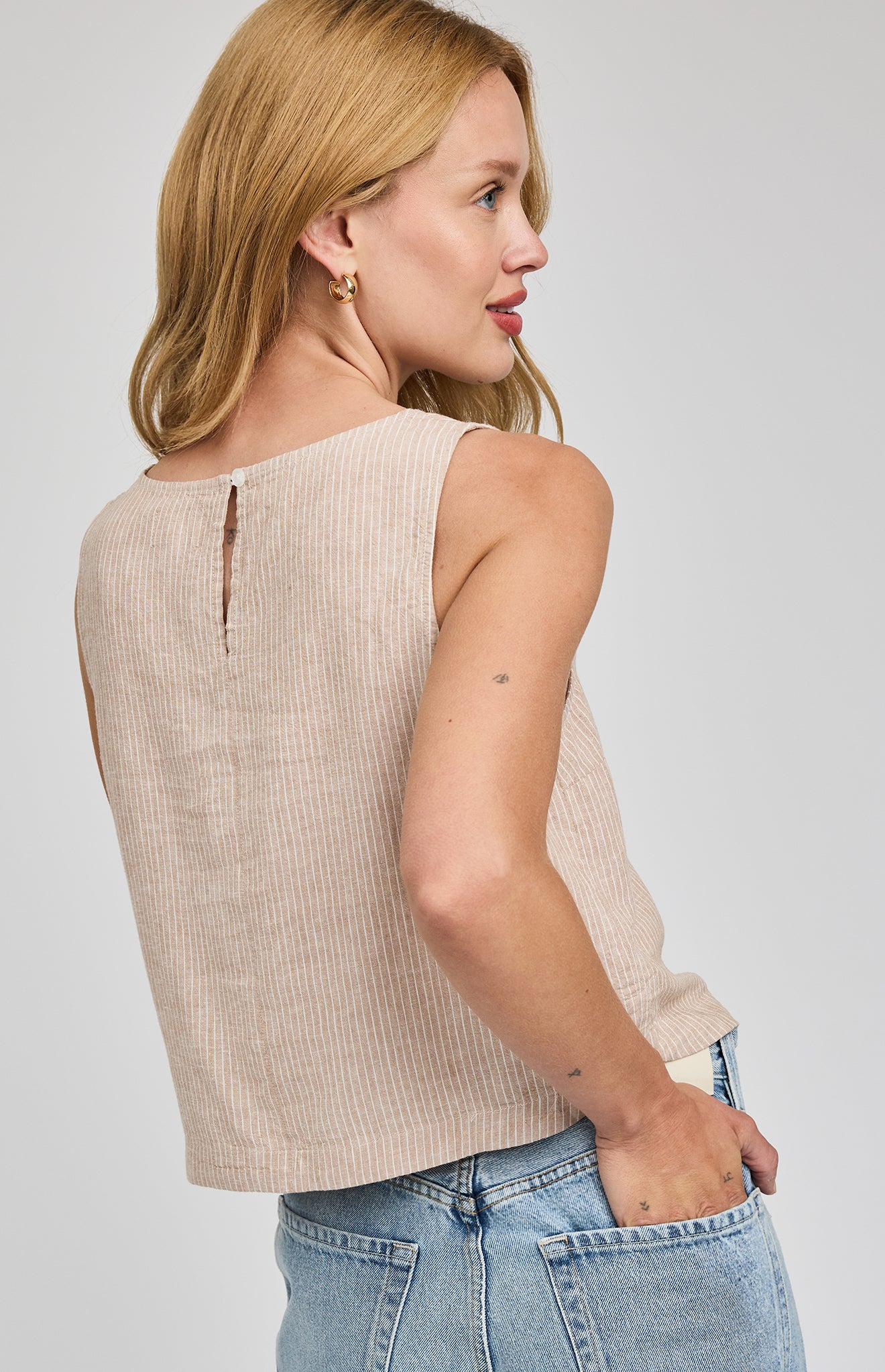 Leanna Sleeveless Top|Beechwood Stripe