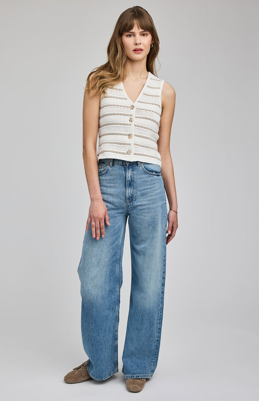Mariana Knit Vest|Beechwood Stripe
