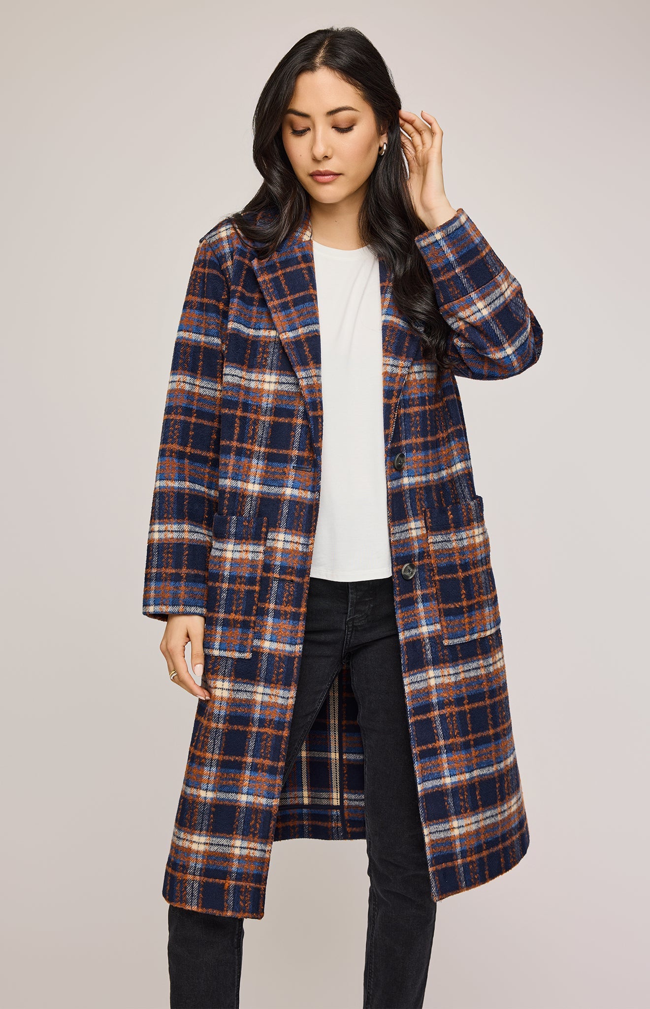 Ezra Coat|color:Navy Plaid