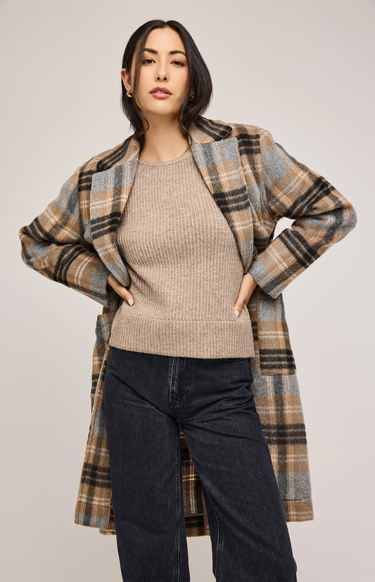 Ezra Coat|color:Sand Plaid